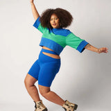 Cropped Recorte Oversized Azul