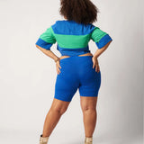 Cropped Recorte Oversized Azul