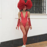Body Quadrado Decote Vermelho
