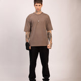 Camiseta Noventa Oversized Marrom Estonado