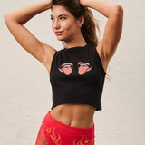 Regata Cropped Beijo Preta