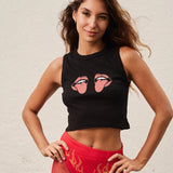 Regata Cropped Beijo Preta